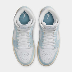 Air Jordan 1 Mid SE Womens Lifestyle Shoes (White/Sail/Gum Light Brown/Worn Blue)