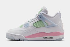 Air Jordan 4 Retro Medium Soft Pink Grade School Lifestyle Shoes (White/Medium Soft Pink/Half Blue)