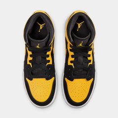 Air Jordan 1 Mid Grade School Lifestyle Shoes ( Black/White/Varsity Maize)