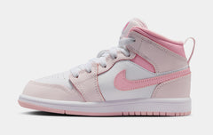 Air Jordan 1 Mid Preschool Lifestyle Shoes (Pearl Pink/White/Medium Soft Pink)