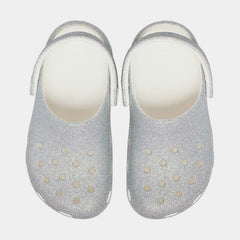 Classic Clog Iridescent Glitter Infant Toddler Sandals (White)