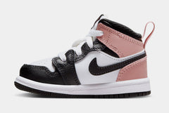 Air Jordan 1 Mid Infant Toddler Lifestyle Shoes (White/Black/Rust Pink)