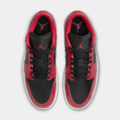 Air Jordan 1 Low Bred Patent Mens Lifestyle Shoes (Black/Vasity Red/White)