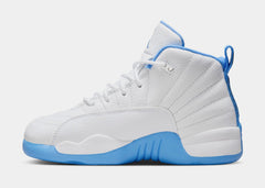 Air Jordan 12 Retro White and University Blue Preschool Lifestyle Shoes (White/University Blue/Metallic Silver) Free Shipping