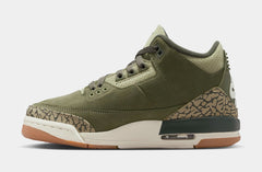 Air Jordan 3 Retro Medium Olive Grade School Lifestyle Shoes (Medium Olive/Sequoia/Neutral Olive/Sail/Total Crimson)
