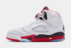 Air Jordan 5 Retro Fire Red Grade School Lifestyle Shoes (White/Fire Red/Black) Free Shipping