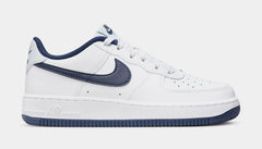 Air Force 1 Grade School Basketball Shoes (White/Midnight Navy/Football Grey)