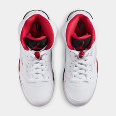 Air Jordan 5 Retro Fire Red Grade School Lifestyle Shoes (White/Fire Red/Black) Free Shipping