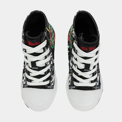 Black Cross High Top Preschool Lifestyle Shoes (Black/White)