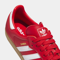 Samba OG Better Scarlet White Gold Womens Lifestyle Shoes (Better Scarlet/Footwear White/Gold Metallic)