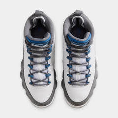 Air Jordan 9 Retro Flint Grey and French Blue Grade School Lifestyle Shoes (White/French Blue/Flint Grey)