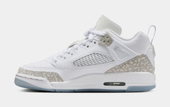 Spizike Low Grade School Basketball Shoes (White/Metallic Silver/Barely Blue/Neutral Grey)