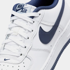 Air Force 1 Grade School Basketball Shoes (White/Midnight Navy/Football Grey)