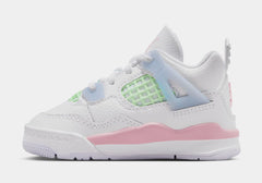 Air Jordan 4 Retro Medium Soft Pink Infant Toddler Lifestyle Shoes (White/Medium Soft Pink/Half Blue/Vapor)