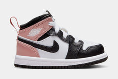 Air Jordan 1 Mid Infant Toddler Lifestyle Shoes (White/Black/Rust Pink)
