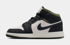 Air Jordan 1 Mid SE Grade School Lifestyle Shoes (Light Orewood Brown/Medium Olive/Sail/Off Noir)