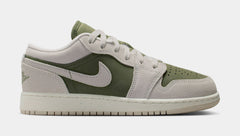 Air Jordan 1 Low SE Grade School Lifestyle Shoes (Medium Olive/Sail/Light Orewood Brown)
