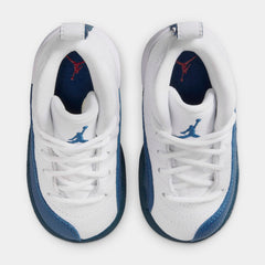 Air Jordan 12 Retro French Blue Infant Toddler Lifestyle Shoes (White/French Blue/Metallic Silver)