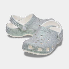 Classic Clog Iridescent Glitter Infant Toddler Sandals (White)