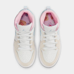 Jordan 1 Mid SE Love Is In The Air Preschool Lifestyle Shoes (Half Blue/Pale Ivory/White/Half Blue)