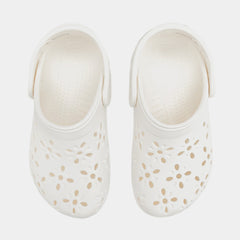 Classic Clog Floral Cut Out Preschool/Grade School Sandals (White)