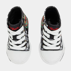 Black Cross High Top Infant Toddler Lifestyle Shoes (Black/White)