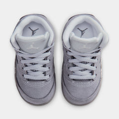 Air Jordan 5 Retro Wolf Grey Infant Toddler Lifestyle Shoes (Light Graphite/White/Wolf Grey)