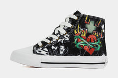 Black Cross High Top Preschool Lifestyle Shoes (Black/White)