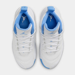 Air Jordan 12 Retro White and University Blue Preschool Lifestyle Shoes (White/University Blue/Metallic Silver) Free Shipping