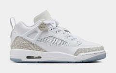 Spizike Low Grade School Basketball Shoes (White/Metallic Silver/Barely Blue/Neutral Grey)