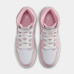 Air Jordan 1 Mid Grade School Lifestyle Shoes (Pearl Pink/Medium Soft Pink/White)