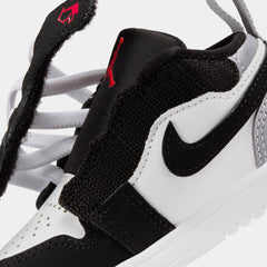 Air Jordan 1 Low Alt SE Infant Toddler Basketball Shoes (White/Fire Red/Black/Matte Silver)