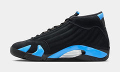 Air Jordan 14 Retro Black University Blue Mens Lifestyle Shoes (Black/White/University Blue/Metallic Silver)