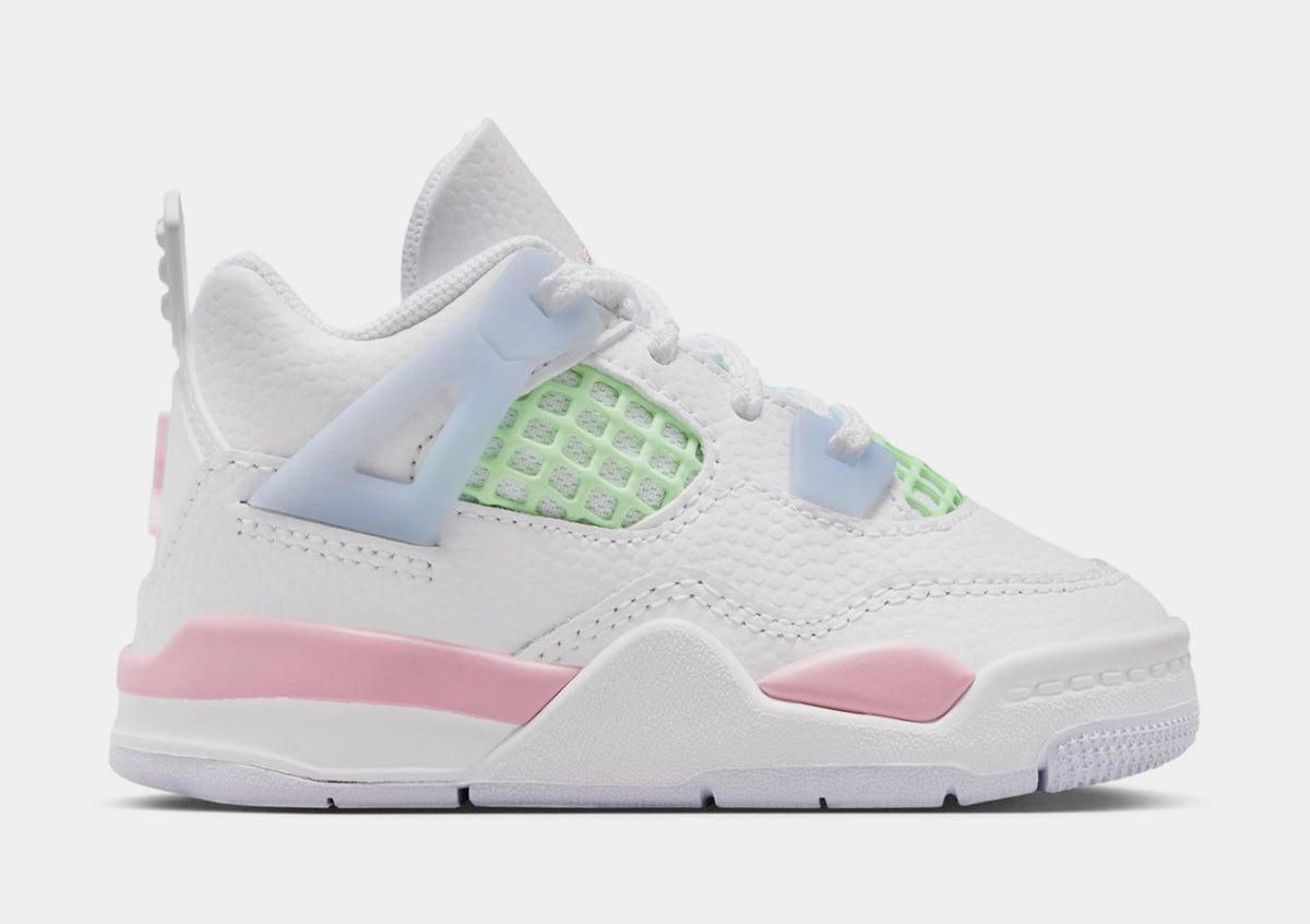 Air Jordan 4 Retro Medium Soft Pink Infant Toddler Lifestyle Shoes (White/Medium Soft Pink/Half Blue/Vapor)