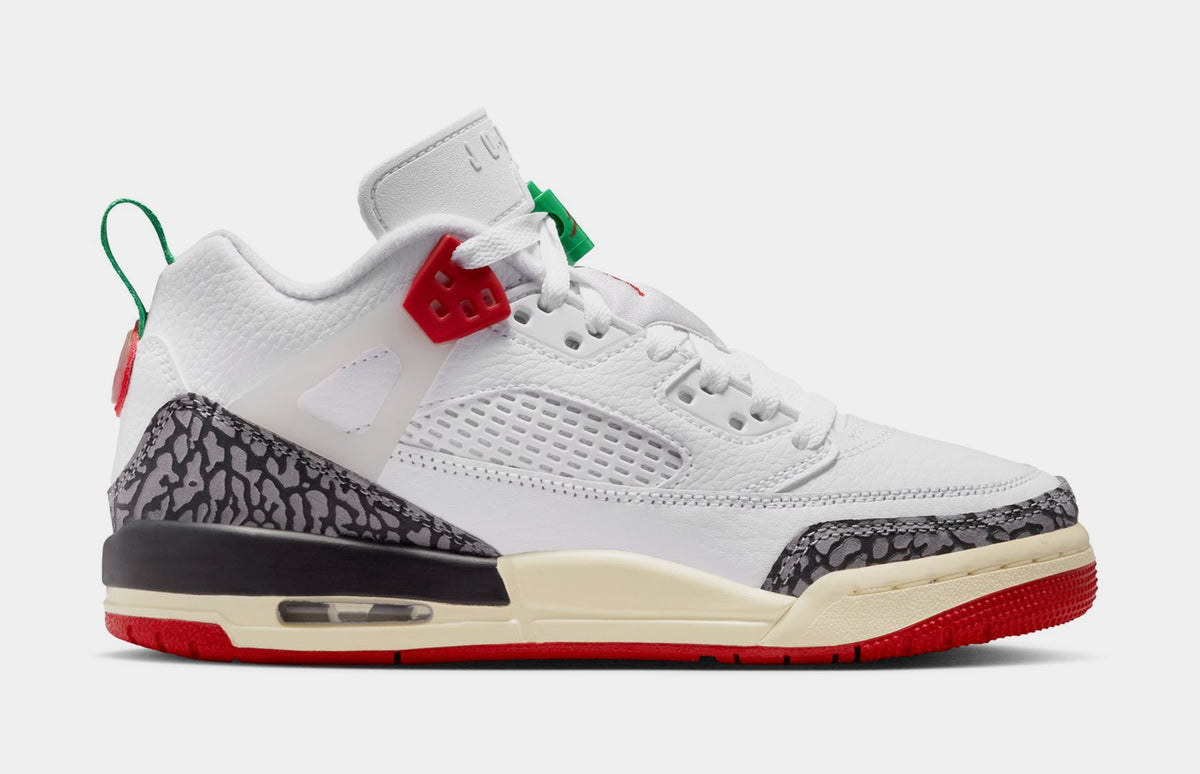 Spizike Low Do The Right Thing Grade School Basketball Shoes (White/Coconut Milk/Black/Varsity Red)