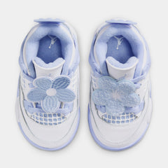 Air Jordan 4 Retro Aluminum Infant Toddler Lifestyle Shoes (White/Aluminum Blue/Tint Oil Green)