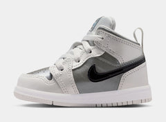 Air Jordan 1 Mid SE Infant Toddler Lifestyle Shoes (Photon Dust/Blue Chill/Flat Pewter/Black)