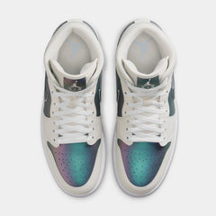 Air Jordan 1 Mid Iridescent Mens Lifestyle Shoes (Phantom/White)