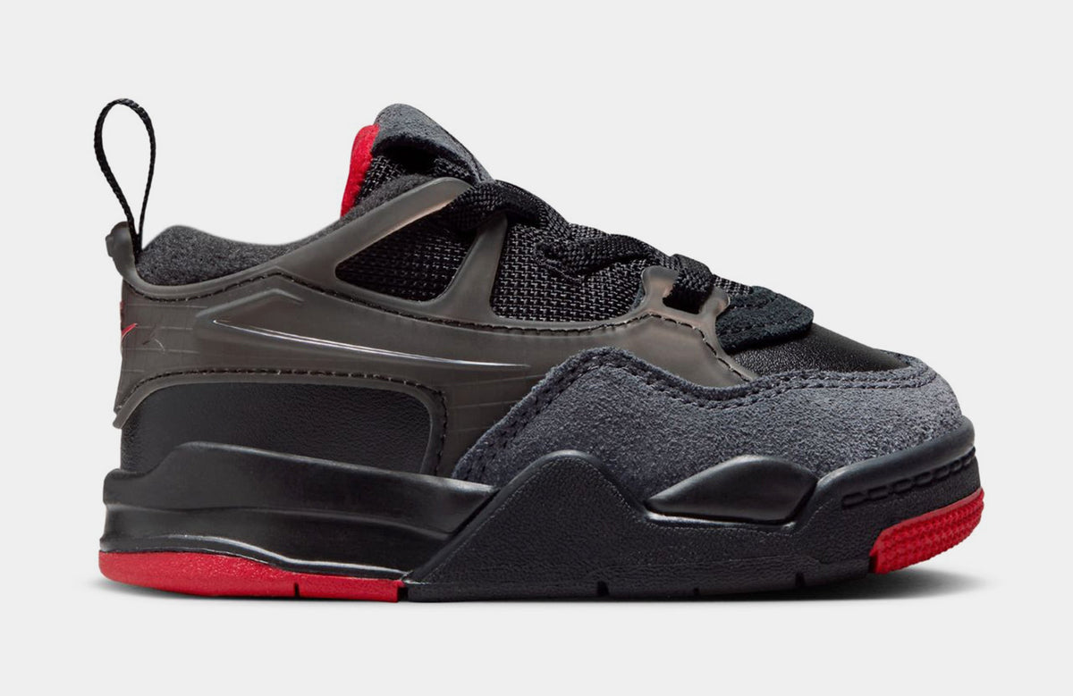 Air Jordan 4 RM Bred Infant Toddler Lifestyle Shoes (Black/Anthracite/Varsity Red)