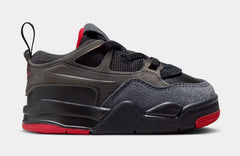 Air Jordan 4 RM Bred Infant Toddler Lifestyle Shoes (Black/Anthracite/Varsity Red)