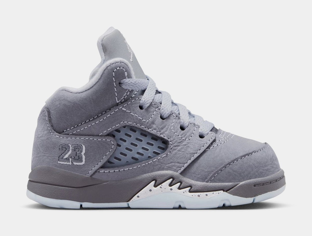 Air Jordan 5 Retro Wolf Grey Infant Toddler Lifestyle Shoes (Light Graphite/White/Wolf Grey)