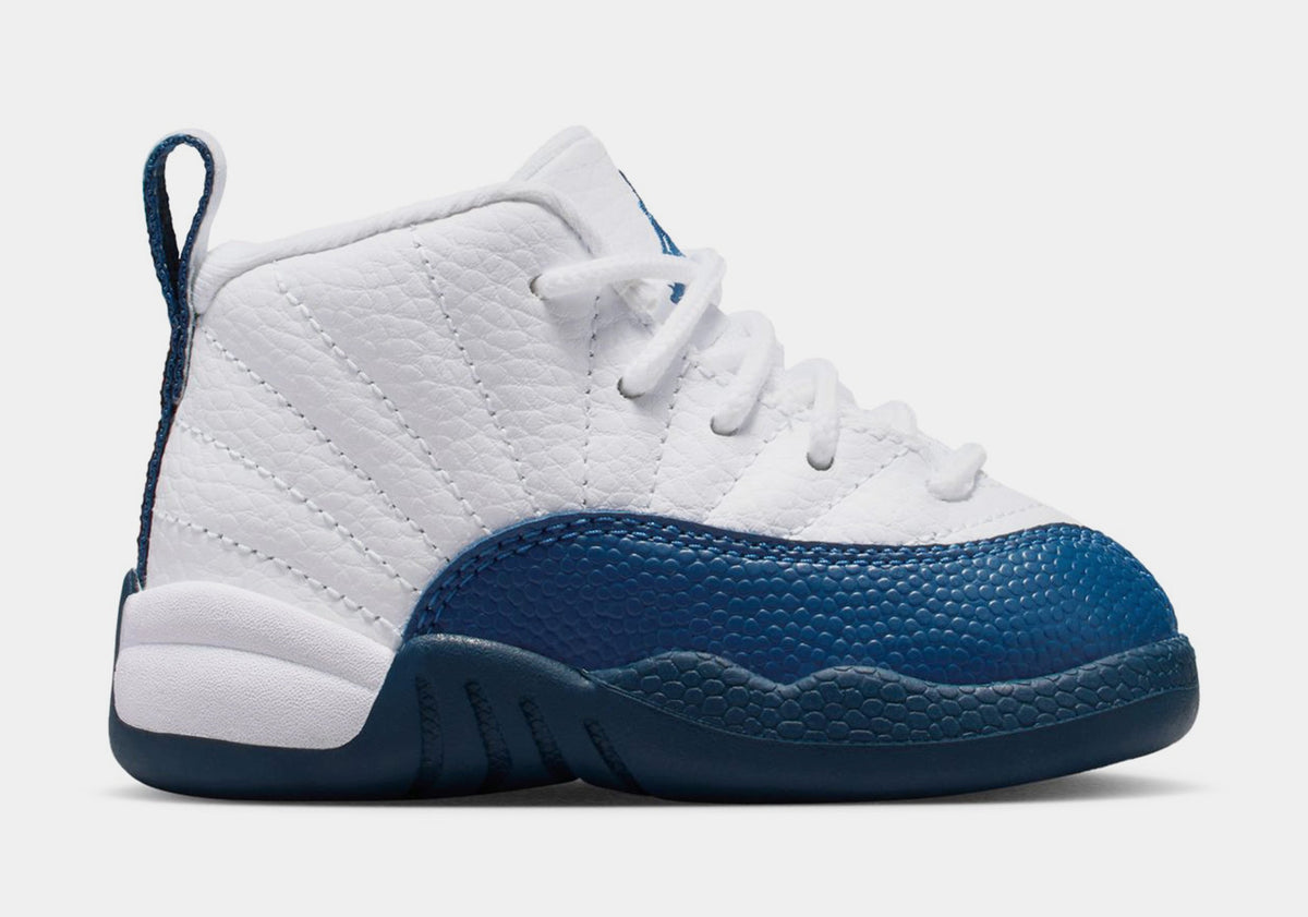 Air Jordan 12 Retro French Blue Infant Toddler Lifestyle Shoes (White/French Blue/Metallic Silver)
