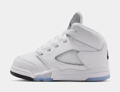 Air Jordan 5 Retro OG White Metallic Infant Toddler Lifestyle Shoes (White/Black/Metallic Silver) Free Shipping