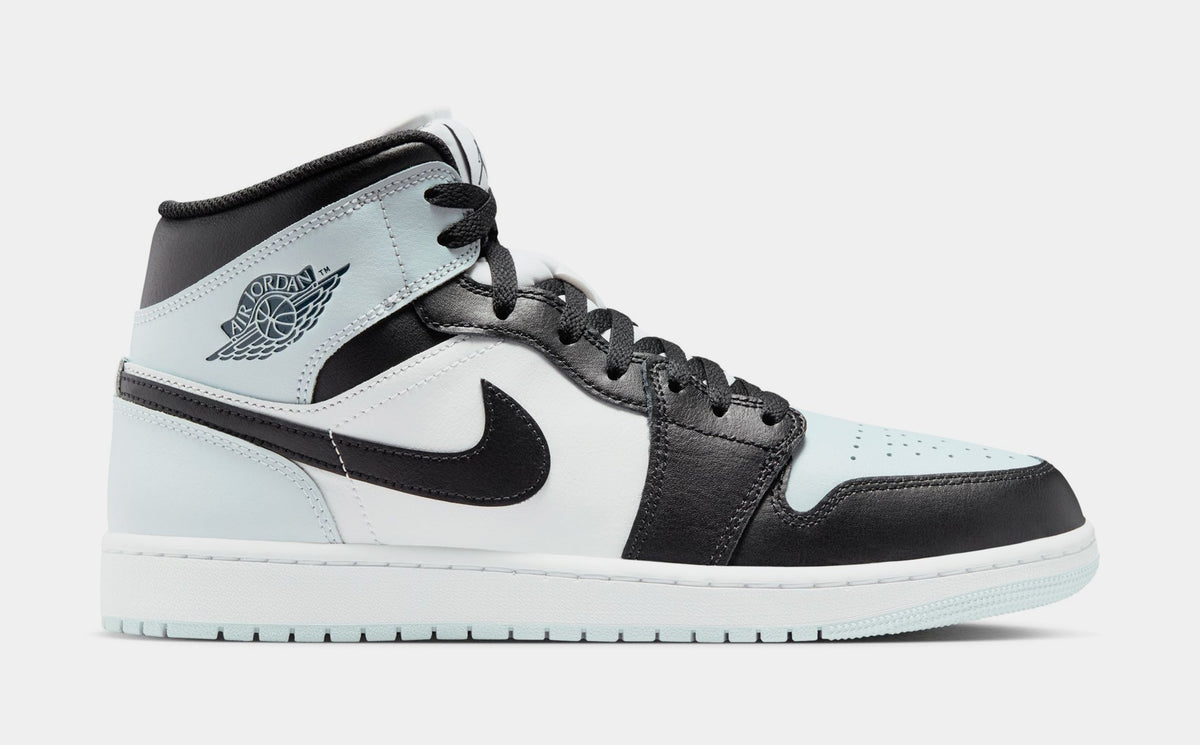Air Jordan 1 Mid Mens Lifestyle Shoes (Black/Squadron Blue/Aura/White)