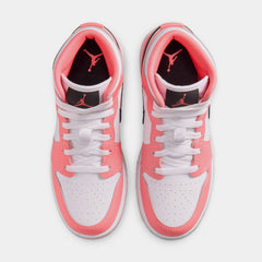 Air Jordan 1 Mid Grade School Lifestyle Shoes (Pink Gaze/White/Black)
