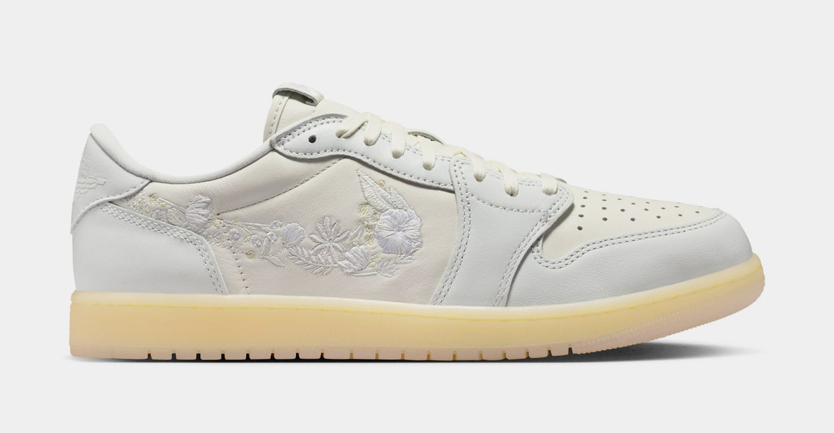 Air Jordan 1 Low Floral Swoosh Mens Lifestyle Shoes (Sail/Off White/Coconut Milk)