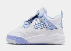 Air Jordan 4 Retro Aluminum Infant Toddler Lifestyle Shoes (White/Aluminum Blue/Tint Oil Green)