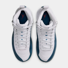 Air Jordan 12 Retro French Blue Grade School Lifestyle Shoes (White/French Blue/Metallic Silver)