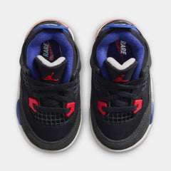 Air Jordan 4 Retro Rare Air Infant Toddler Lifestyle Shoes (Black/Fire Red/Deep Royal Blue/Dark Smoke Grey/Tech Grey)
