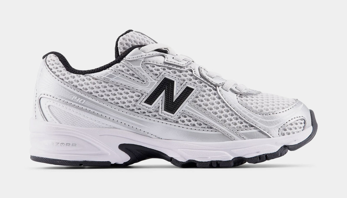 740 Bungee Lace Preschool Lifestyle Shoes (Silver Metallic/Black)